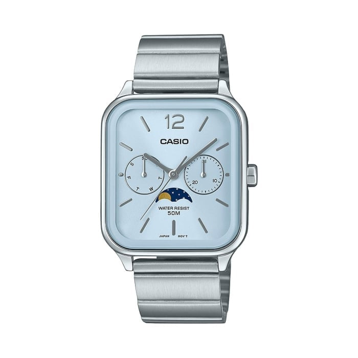 Casio MTP-M305D-9AVDF Men’s Analog Moon Phase Stainless Steel Watch – Champagne Dial
