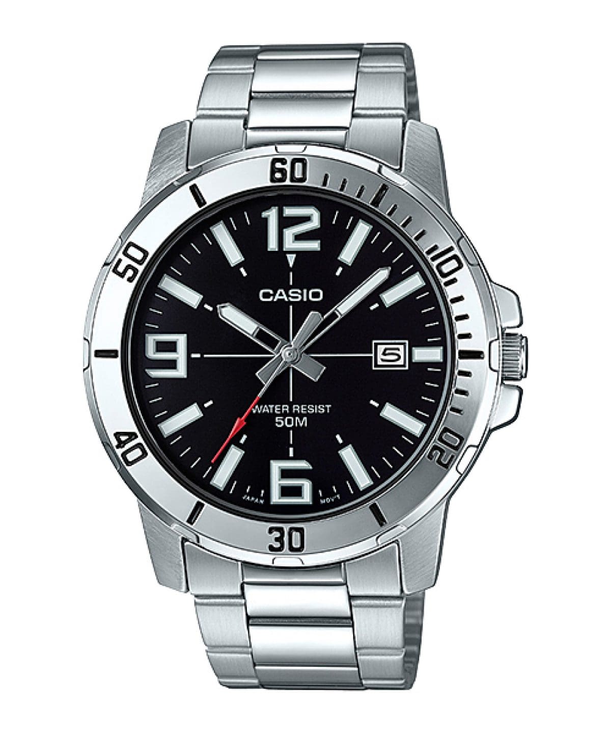 Casio MTP-VD01D Stainless Steel Analog Watch with Date Display & 50M Water Resistance | Unisex