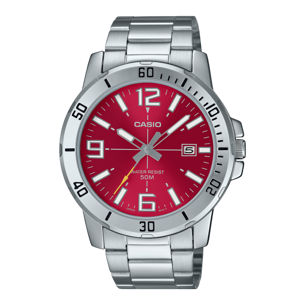 Casio MTP-VD01D Stainless Steel Analog Watch with Date Display & 50M Water Resistance | Unisex