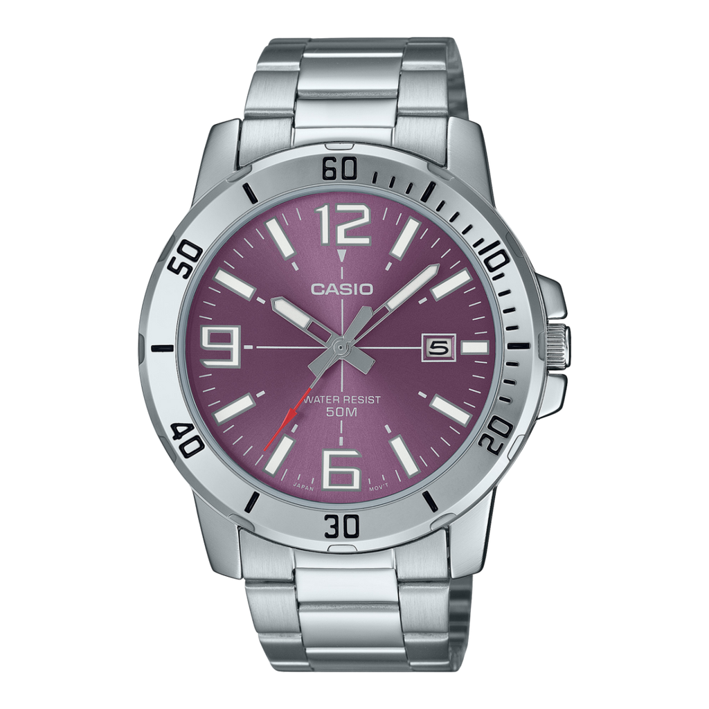 Casio MTP-VD01D Stainless Steel Analog Watch with Date Display & 50M Water Resistance | Unisex