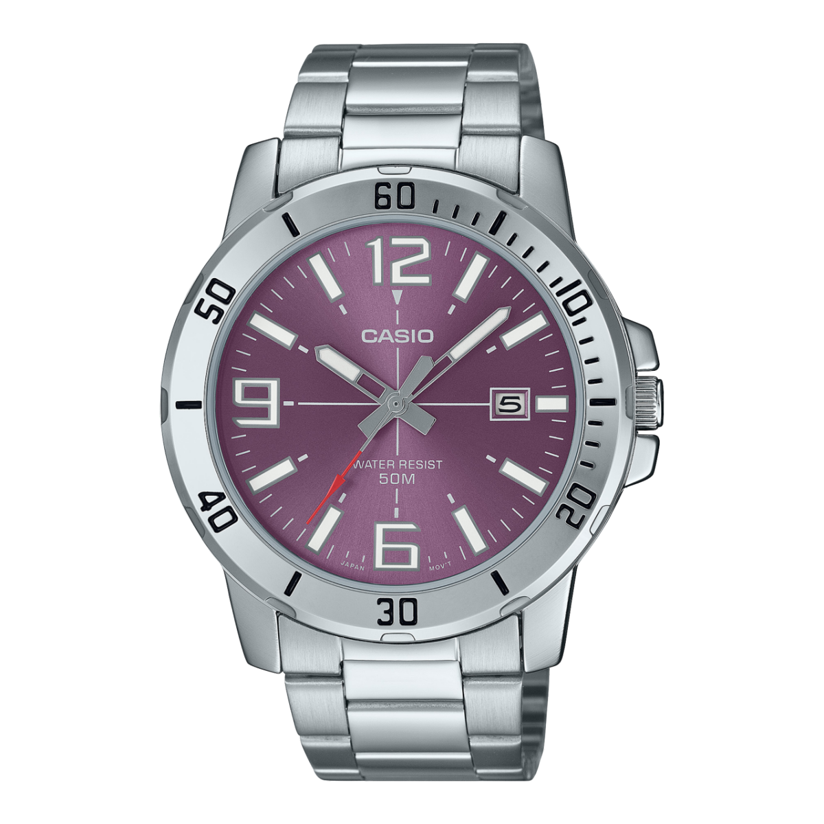 Casio MTP-VD01D Stainless Steel Analog Watch with Date Display & 50M Water Resistance | Unisex