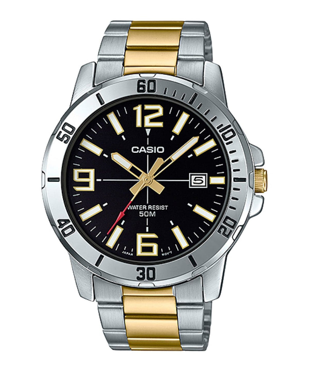 Casio MTP-VD01D Stainless Steel Analog Watch with Date Display & 50M Water Resistance | Unisex