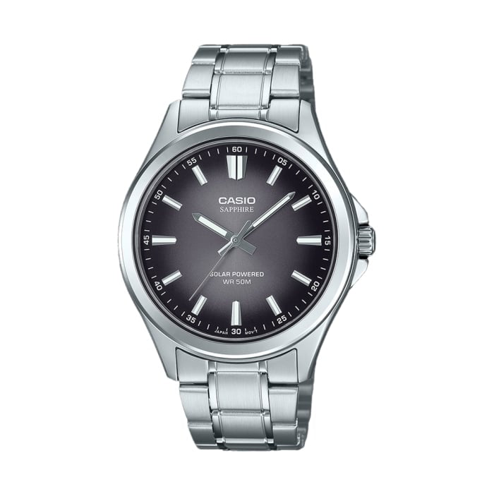 Casio MTS-RS100D-1AVDF Solar Sapphire Crystal Stainless Steel Watch – Black Dial | Unisex