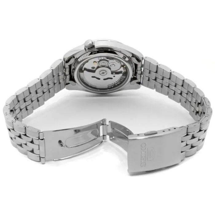 Seiko 5 SNK375K1 Automatic Men’s Watch | 21 Jewels | Black Speed Racer Dial | Stainless Steel Bracelet
