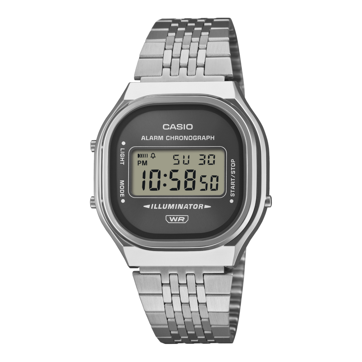 Casio Vintage A140WE-2A Digital Watch – Silver Stainless Steel with Blue Dial