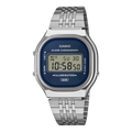 Casio Vintage A140WE-2A Digital Watch – Silver Stainless Steel with Blue Dial