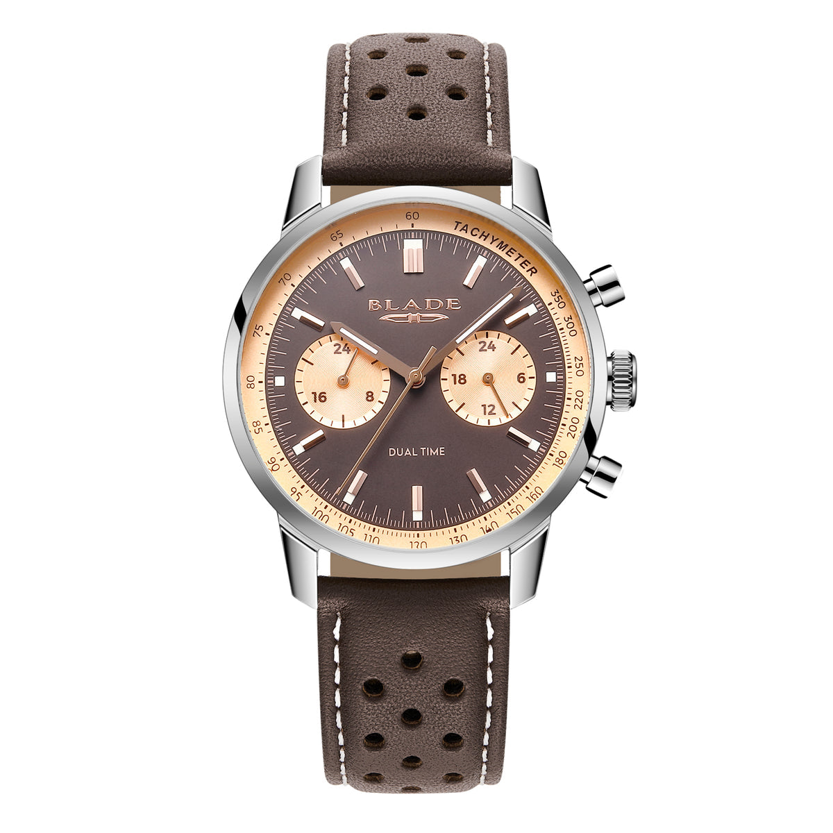 BLADE Rally Brown 3721G1SOO Men’s Dual-Time Chronograph Watch – Stainless Steel & Leather Strap