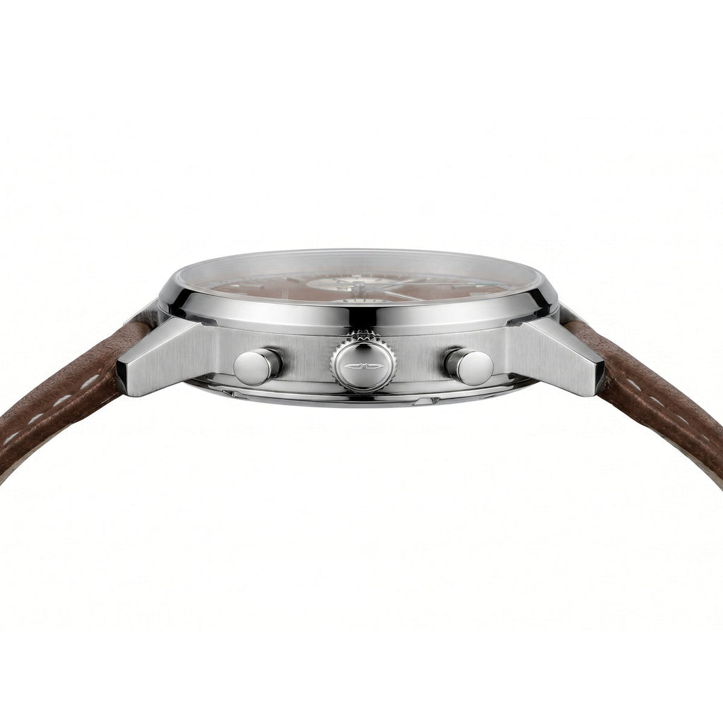 BLADE Rally Brown 3721G1SOO Men’s Dual-Time Chronograph Watch – Stainless Steel & Leather Strap