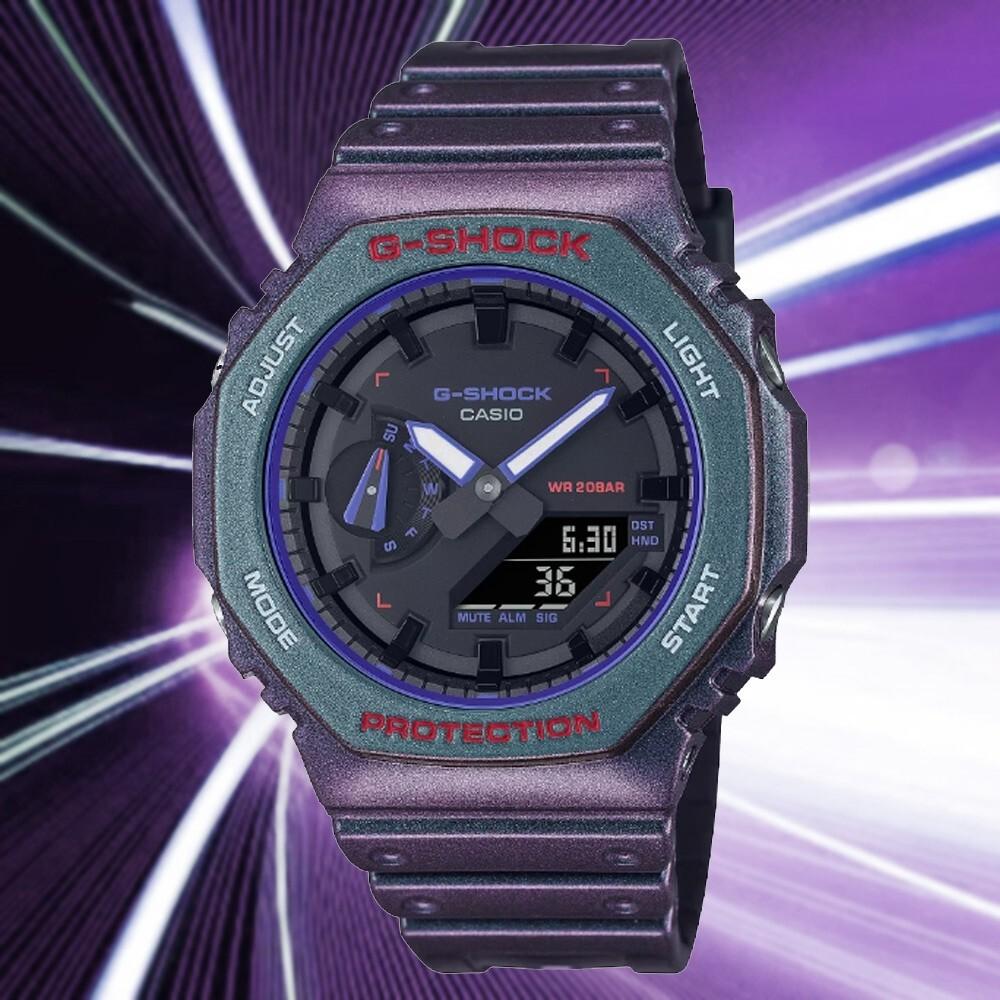 Casio G-SHOCK GA-2100AH-6A Aim High Purple Analog-Digital Carbon Core Guard Unisex Watch