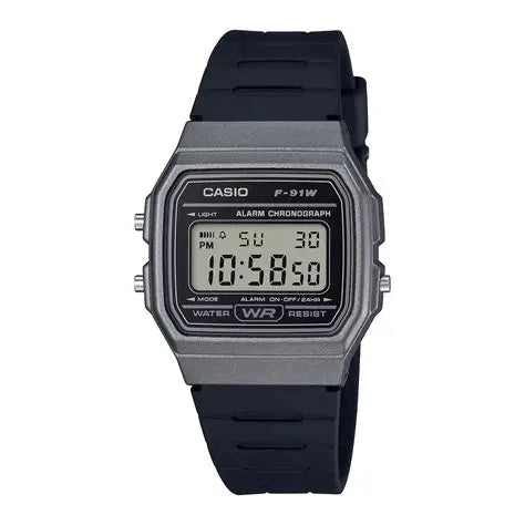 Casio F-91WM-1BDF Digital Grey Dial Black Resin Strap Classic Unisex Digital Watch