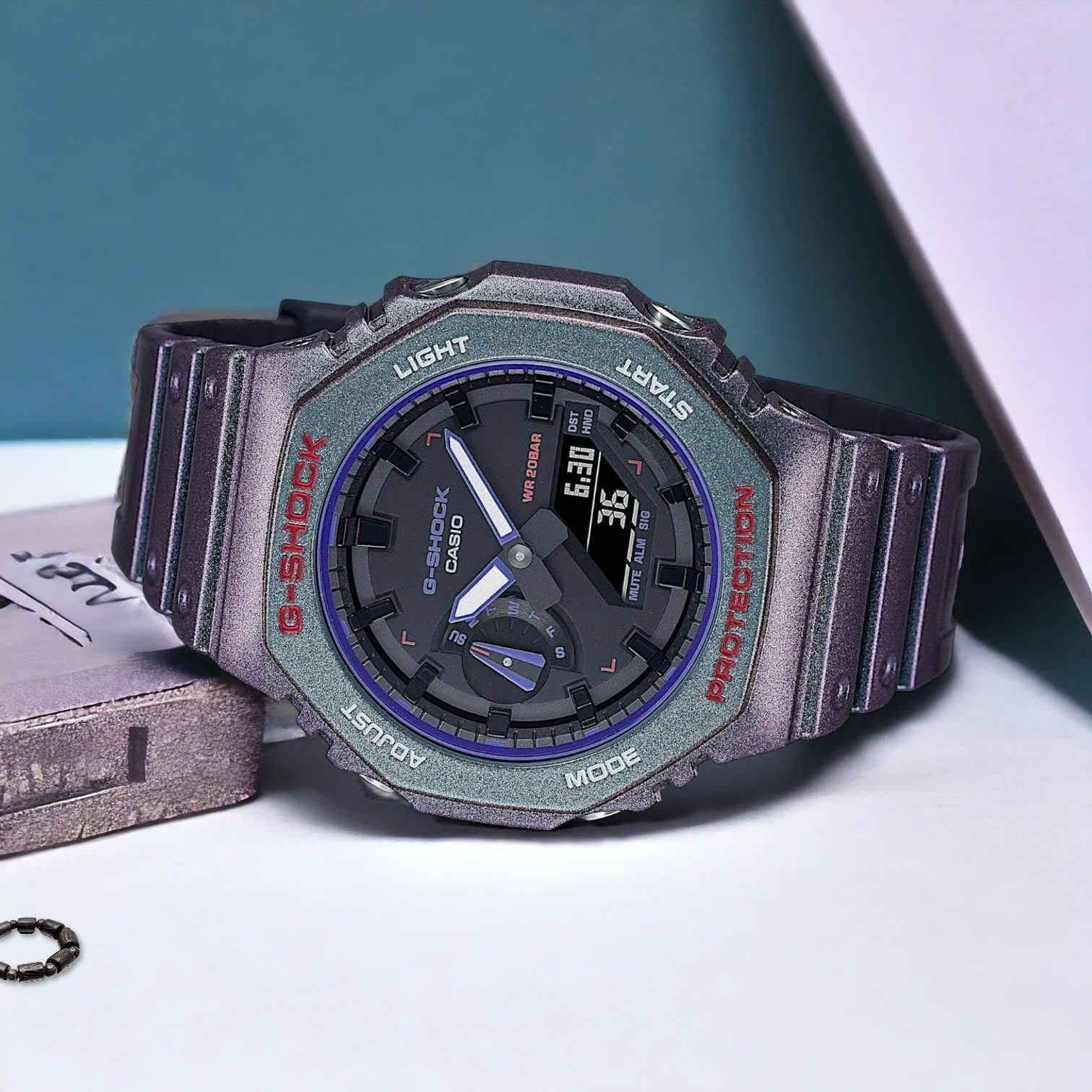 Casio G-SHOCK GA-2100AH-6A Aim High Purple Analog-Digital Carbon Core Guard Unisex Watch